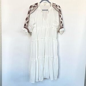 EN CRÉME Fancy White Embroidered Dress, Size XS